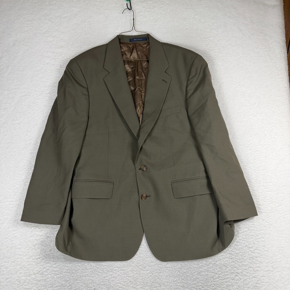VTG Chaps Ralph Lauren Wool Flannel Green Brown Blazer Sport Coat 44R Canada